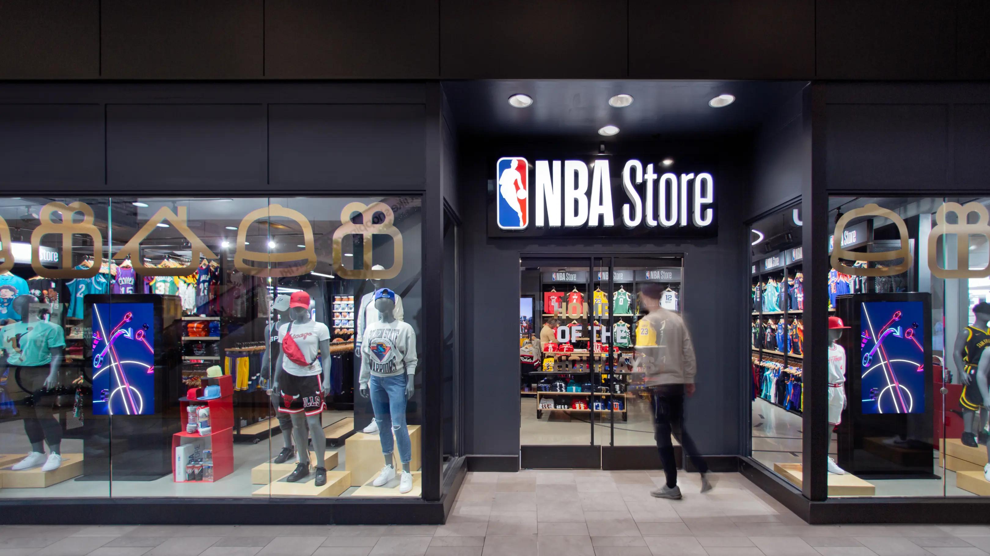 Wide exterior shot of the NBA Flagship Store in Houston